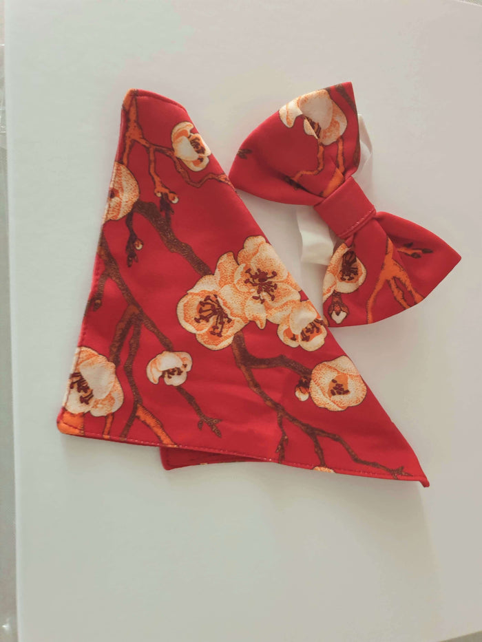 red bow-tie and pocket handkerchief set - family matching - Just Like Mommy'z